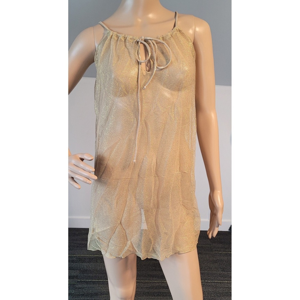 Ritchie Women Loose  Polyester Gold Bikini Cover Up Sheer Short Dress  O/S R8097